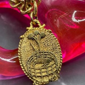 Vintage Cordray Gold Tone Unicorn in Captivity Perfume Locket Bracelet 1960s